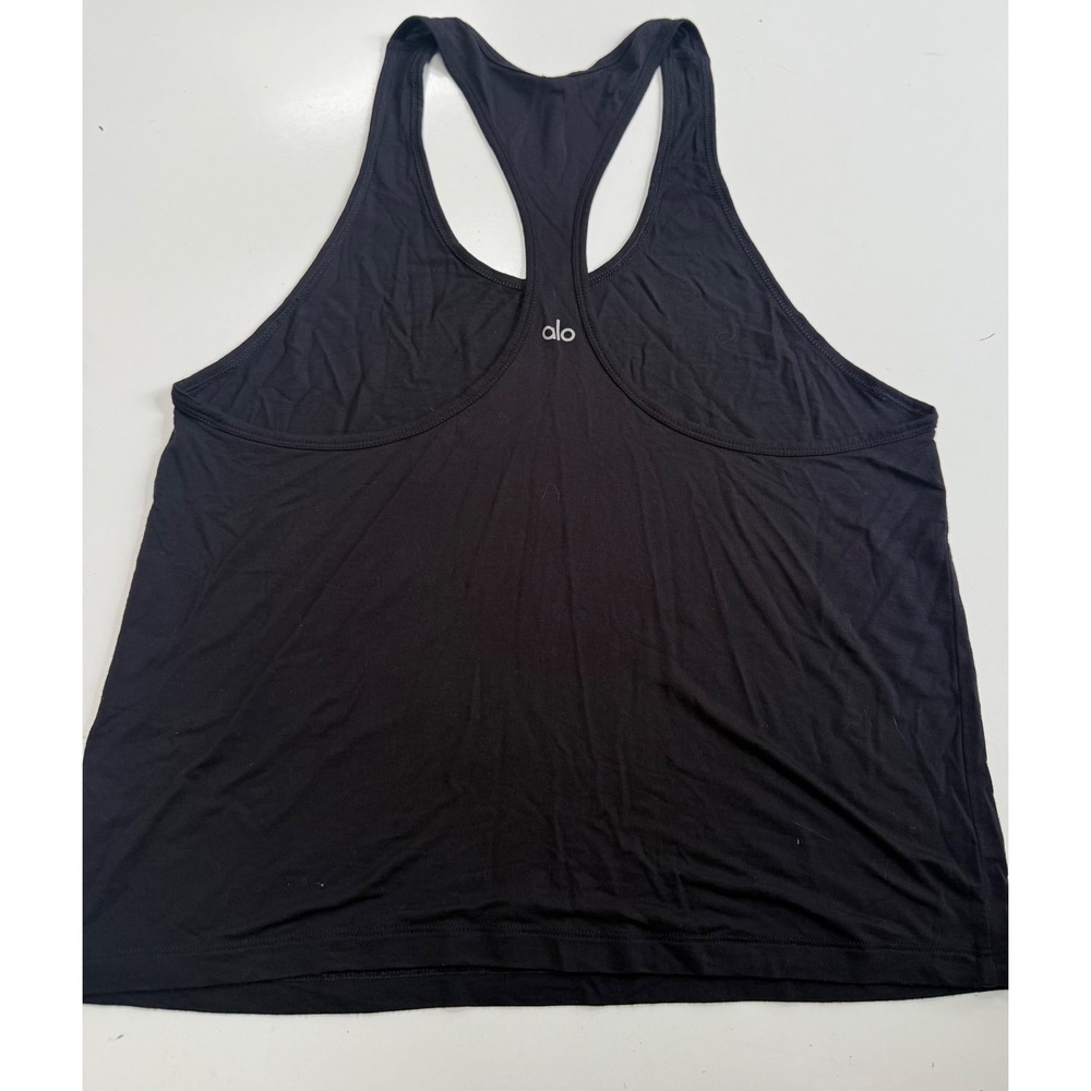 Alo Yoga Racerback Tank Top Black Activewear Scoop Neck Yoga Gym Shirt
